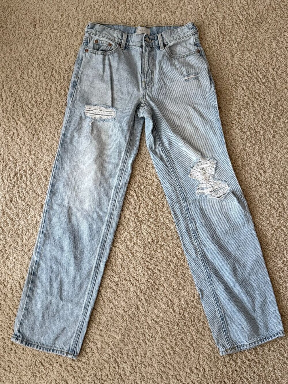 PacSun Jordyn Low Rise Straight Leg Ripped Jeans, Medium Indigo, Used, Size 23
